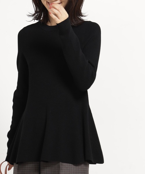 FOUND GOOD（ファウンドグッド）の「コンフォートペプラムニット（ニット/セーター・レディース・ブラック/ホワイト系5/ブルー系2/レッド系8・L/M/S）」の9枚目の写真