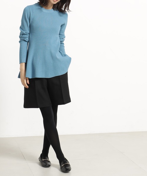 FOUND GOOD（ファウンドグッド）の「コンフォートペプラムニット（ニット/セーター・レディース・ブラック/ホワイト系5/ブルー系2/レッド系8・L/M/S）」の13枚目の写真