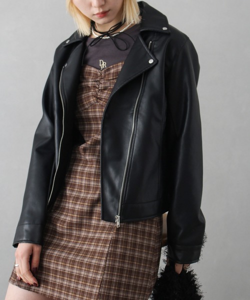SpRay（スプレイ）の「フェイクレザーライダース（ライダースジャケット・レディース・ブラック×ブラック/ブラック/ブラウン・FREE）」の14枚目の写真