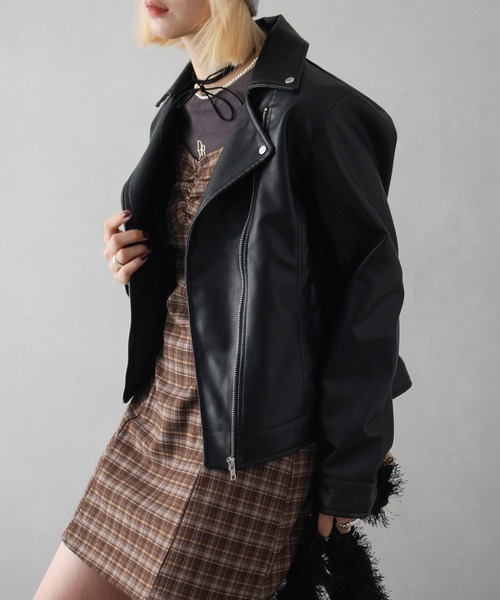 SpRay（スプレイ）の「フェイクレザーライダース（ライダースジャケット・レディース・ブラック×ブラック/ブラック/ブラウン・FREE）」の15枚目の写真
