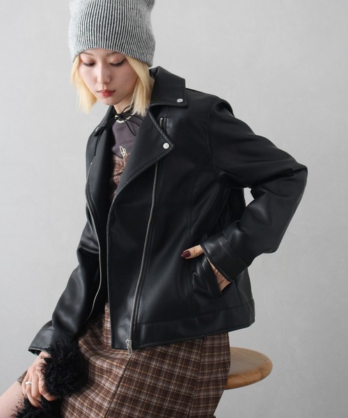 SpRay（スプレイ）の「フェイクレザーライダース（ライダースジャケット・レディース・ブラック×ブラック/ブラック/ブラウン・FREE）」の18枚目の写真