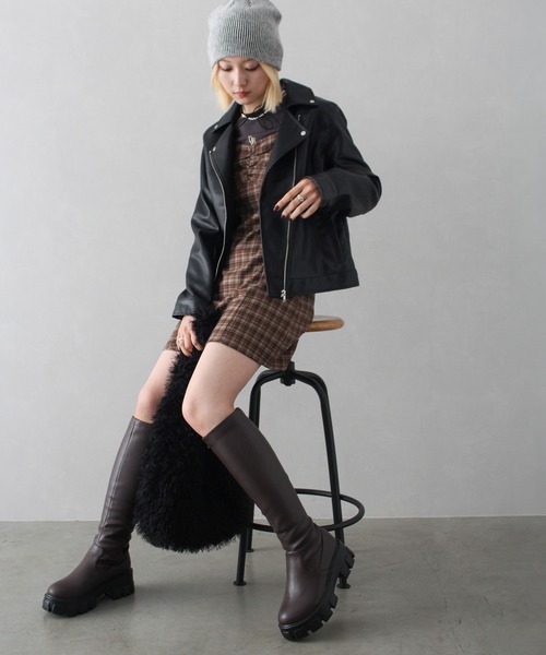 SpRay（スプレイ）の「フェイクレザーライダース（ライダースジャケット・レディース・ブラック×ブラック/ブラック/ブラウン・FREE）」の19枚目の写真