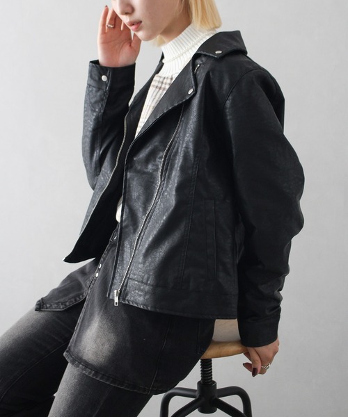 SpRay（スプレイ）の「フェイクレザーライダース（ライダースジャケット・レディース・ブラック×ブラック/ブラック/ブラウン・FREE）」の20枚目の写真