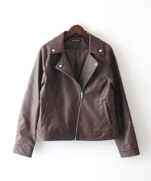 SpRay（スプレイ）の「フェイクレザーライダース（ライダースジャケット・レディース・ブラック×ブラック/ブラック/ブラウン・FREE）」の22枚目の写真