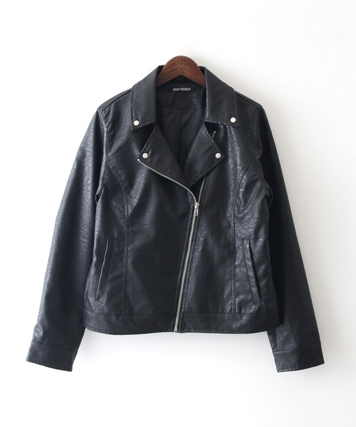 SpRay（スプレイ）の「フェイクレザーライダース（ライダースジャケット・レディース・ブラック×ブラック/ブラック/ブラウン・FREE）」の21枚目の写真