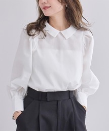 襟付タックスリーブシャツブラウス