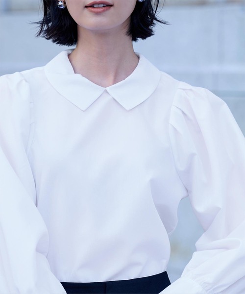 UR'S(ユアーズ)の「襟付タックスリーブシャツブラウス(シャツ/ブラウス・レディース・ネイビー/ホワイト・L/M/S)」の15枚目の写真