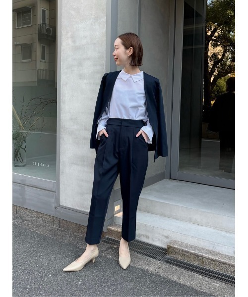 UR'S(ユアーズ)の「襟付タックスリーブシャツブラウス(シャツ/ブラウス・レディース・ネイビー/ホワイト・L/M/S)」の5枚目の写真