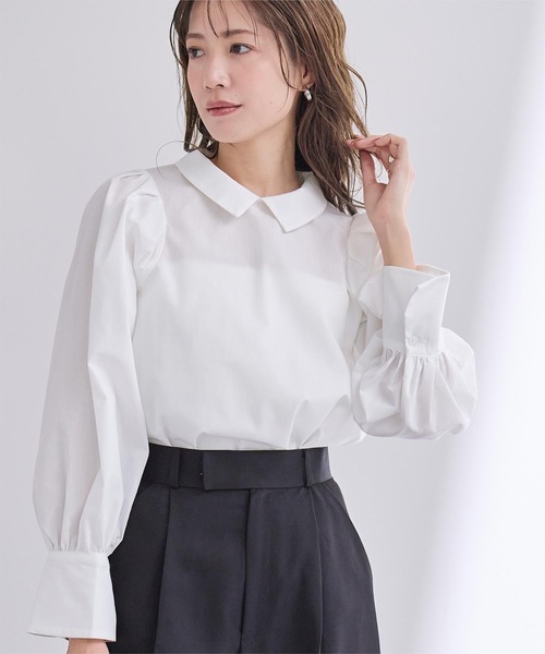 UR'S(ユアーズ)の「襟付タックスリーブシャツブラウス(シャツ/ブラウス・レディース・ネイビー/ホワイト・L/M/S)」の9枚目の写真