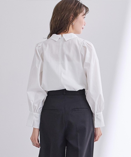 UR'S(ユアーズ)の「襟付タックスリーブシャツブラウス(シャツ/ブラウス・レディース・ネイビー/ホワイト・L/M/S)」の10枚目の写真