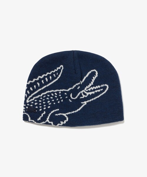 【LACOSTE】 ワニロゴジャカード・ショートビーニー セール】ワニロゴジャカードショートビーニー / ニットキャップ