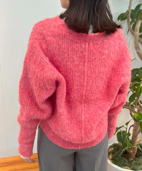 VIS｜パールボタンVネック片畦ニットカーディガン | Rakuten