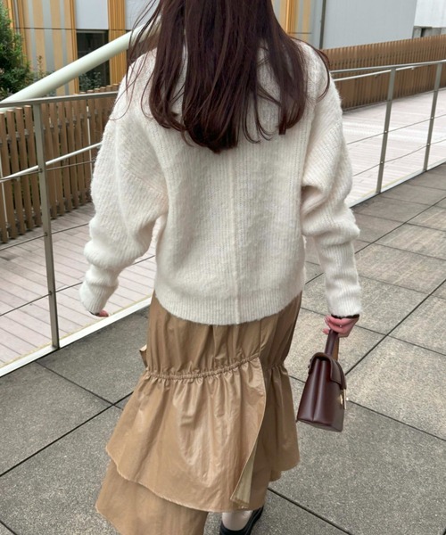 ルイヴィトン✨ パールボタン ボーダー サマーニット Vネック カーディガン VIS(ビス) / パールボタンVネック片畦ニットカーディガン