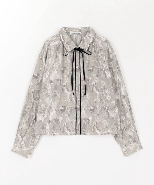 NICOLE CLUB（ニコル　クラブ）の「パイピング柄ブラウス（シャツ/ブラウス・レディース・パープル/イエロー/グレー・MEDIUM）」の4枚目の写真