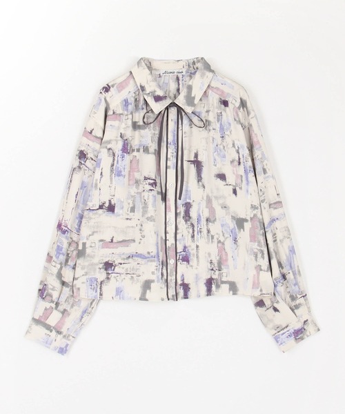 NICOLE CLUB（ニコル　クラブ）の「パイピング柄ブラウス（シャツ/ブラウス・レディース・パープル/イエロー/グレー・MEDIUM）」の6枚目の写真