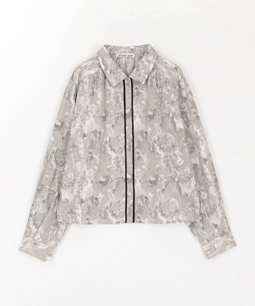 NICOLE CLUB（ニコル　クラブ）の「パイピング柄ブラウス（シャツ/ブラウス・レディース・パープル/イエロー/グレー・MEDIUM）」の7枚目の写真