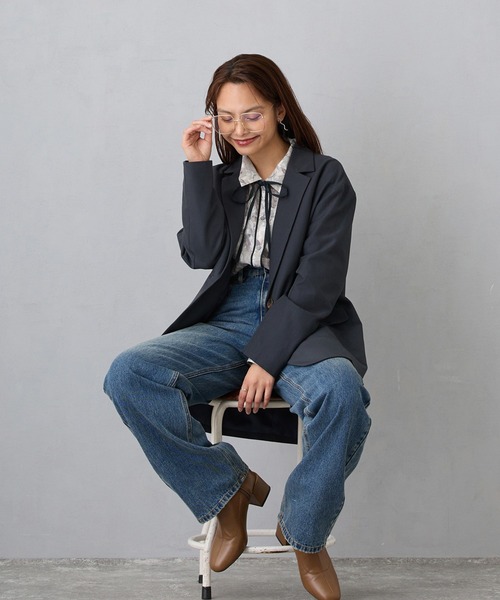 NICOLE CLUB（ニコル　クラブ）の「パイピング柄ブラウス（シャツ/ブラウス・レディース・パープル/イエロー/グレー・MEDIUM）」の19枚目の写真