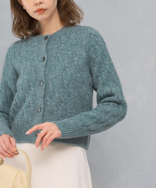 URBAN RESEARCH ROSSO WOMEN（アーバンリサーチ　ロッソ）の「柄編みコンパクトショートカーディガン（カーディガン/ボレロ・レディース・ブルー/ライトグレー/ピンク・FREE）」の3枚目の写真