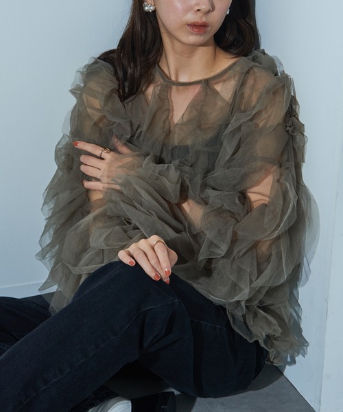 セール】【MAISON BREEZE reveur】チュールフリルトップス trc