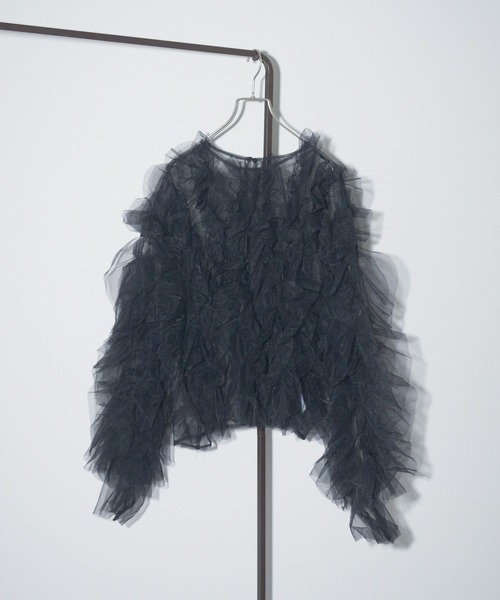 MAISON BREEZE reveur（メゾンブリーズレヴール）の「【MAISON BREEZE reveur】チュールフリルトップス trc（シャツ/ブラウス・レディース・グレー/アイボリー/ブラック・FREE）」の16枚目の写真