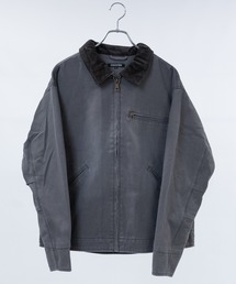 JOHN'S CLOSET(ジョンズクローゼット)の【13】ブラスト/スプレー加工 ダック地 襟コーデュロイジップアップジャケット(カバーオール)