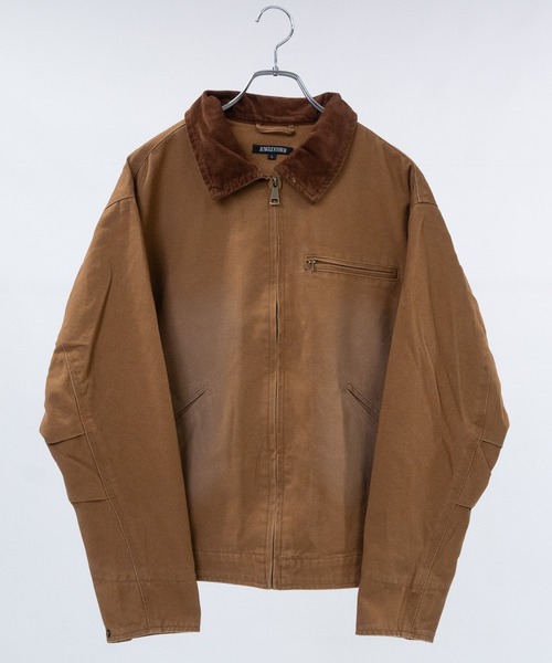 セール】【13】ブラスト/スプレー加工 ダック地 襟コーデュロイジップ