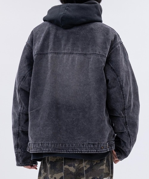 セール】【13】ブラスト/スプレー加工 ダック地 襟コーデュロイジップ