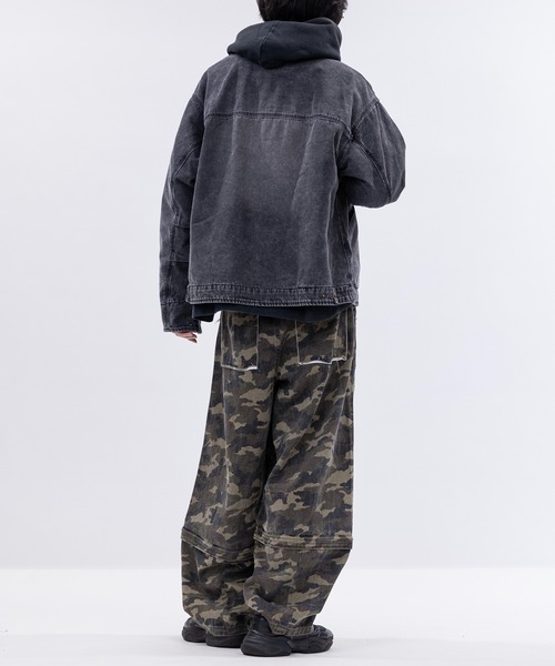 JOHN'S CLOSET(ジョンズクローゼット)の「【13】ブラスト/スプレー加工 ダック地 襟コーデュロイジップアップジャケット(カバーオール・メンズ・ブラック/オリーブ/キャメル/ネイビー/チャコールグレー・MEDIUM/LARGE)」の7枚目の写真
