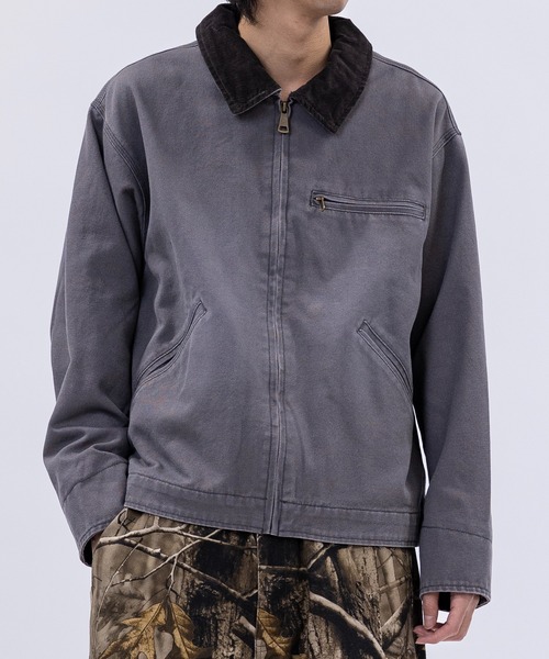 セール】【13】ブラスト/スプレー加工 ダック地 襟コーデュロイジップ