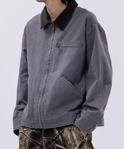 13】ブラスト/スプレー加工 ダック地 襟コーデュロイジップアップ