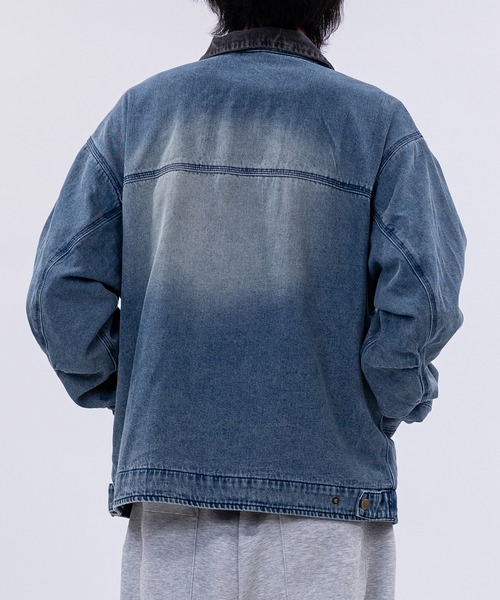 セール】【13】ブラスト/スプレー加工 ダック地 襟コーデュロイジップ