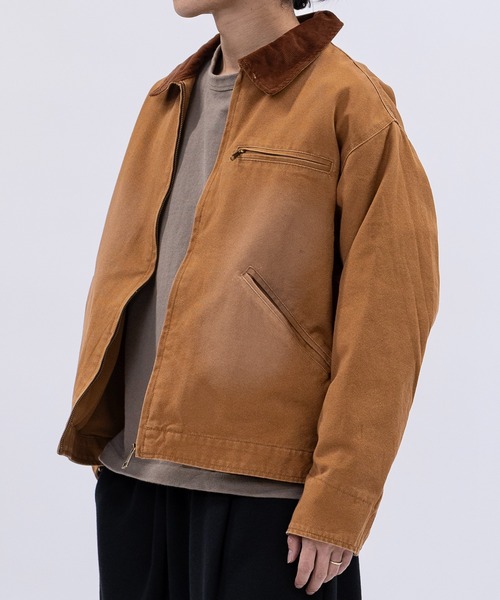 13】ブラスト/スプレー加工 ダック地 襟コーデュロイジップアップ