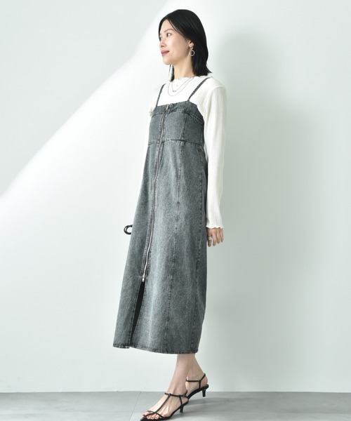 INTERPLANET（インタープラネット）の「デニムＺＩＰキャミワンピース（ジャンパースカート・レディース・ブラック/サックスブルー・FREE）」の18枚目の写真