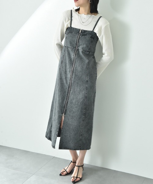 INTERPLANET（インタープラネット）の「デニムＺＩＰキャミワンピース（ジャンパースカート・レディース・ブラック/サックスブルー・FREE）」の22枚目の写真