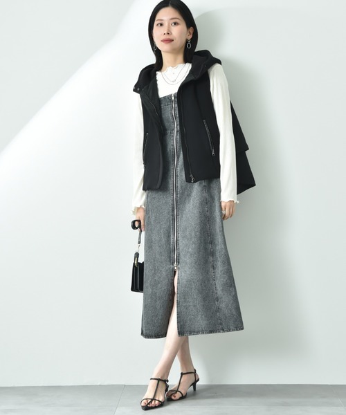 INTERPLANET（インタープラネット）の「デニムＺＩＰキャミワンピース（ジャンパースカート・レディース・ブラック/サックスブルー・FREE）」の20枚目の写真