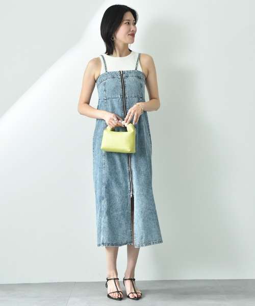 INTERPLANET（インタープラネット）の「デニムＺＩＰキャミワンピース（ジャンパースカート・レディース・ブラック/サックスブルー・FREE）」の9枚目の写真