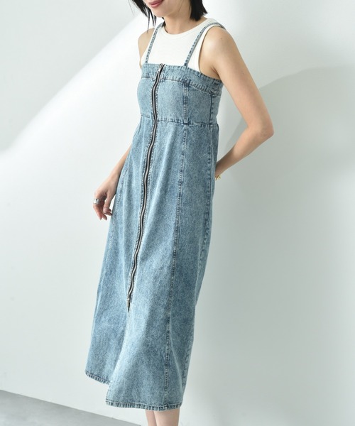 INTERPLANET（インタープラネット）の「デニムＺＩＰキャミワンピース（ジャンパースカート・レディース・ブラック/サックスブルー・FREE）」の4枚目の写真