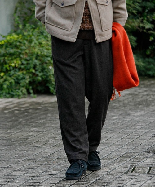 セール】ウールブレンドヘリンボーンタックパンツ（その他パンツ