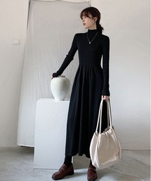 COMON＋（コモンプラス）の「ハイネックリブニット切替ワンピース（ワンピース・レディース）」