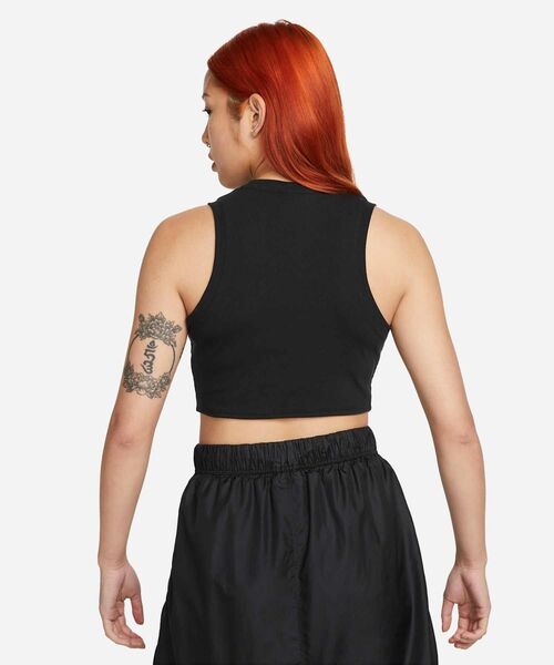 NIKE（ナイキ）の「ナイキ スポーツウェア エッセンシャル ウィメンズ リブド クロップド タンクトップ / Nike Sportswear Essentials Women's Ribbed Cropped Tank FB8280-010 Black（タンクトップ・レディース・ブラック・2XL/L/M/S/XL/XS）」の2枚目の写真