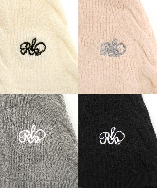 ニット セーター vaniller オリジナル刺繍入り ケーブル フレア袖 ニット le reve vaniller レディース vaniller オリジナル刺繍入り ケーブル フレア袖 ニット le reve