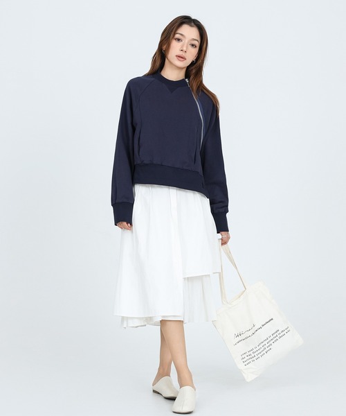 SUWDEE（スーディー）の「highneck sweat pullover（スウェット・レディース・ネイビー/グレー・FREE）」の2枚目の写真