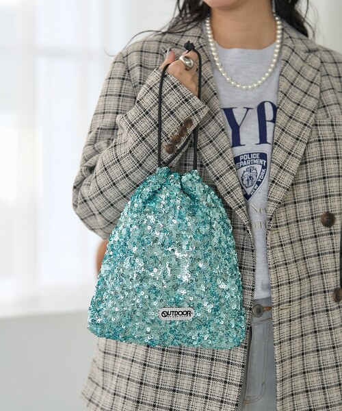 FREAK'S STORE(フリークスストア)の「OUTDOOR PRODUCTS × FREAK'S STORE/アウトドアプロダクツ 別注 2WAY スパンコール巾着バッグ/ショルダーバッグ(ショルダーバッグ・レディース・ブラック/ブルー/シルバー・ONE SIZE)」の19枚目の写真