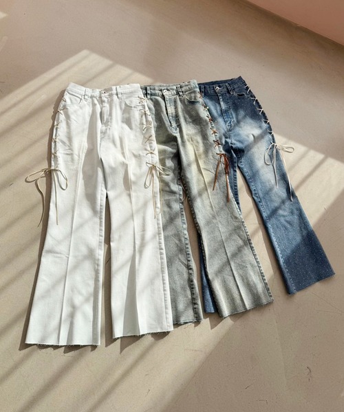 one after another NICE CLAUP(ワンアフターアナザーナイスクラップ)の「サイドレースアップストレッチデニム(デニムパンツ・レディース・ブルー系その他/ブルー/ライトブルー・SMALL/MEDIUM)」の20枚目の写真