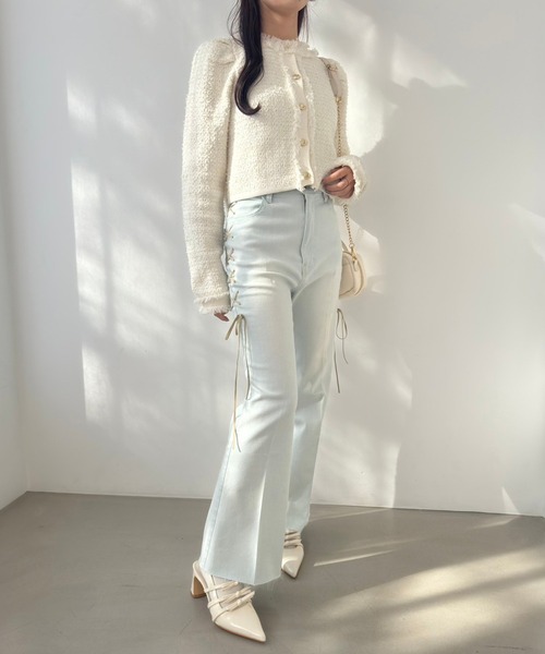 one after another NICE CLAUP(ワンアフターアナザーナイスクラップ)の「サイドレースアップストレッチデニム(デニムパンツ・レディース・ブルー系その他/ブルー/ライトブルー・SMALL/MEDIUM)」の7枚目の写真