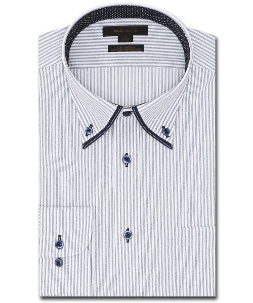【ストレッチ 形態安定】m.f.エディトリアル メンズ ノーアイロンストレッチ ボタンダウン ビジネスドレス長袖ニットシャツ（ビジネスシャツ）｜m.f.editorial（エムエフエディトリアル）