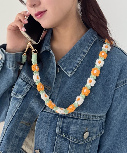 セール】フラワー編みスマホショルダー（スマホグッズ）｜SOLLON