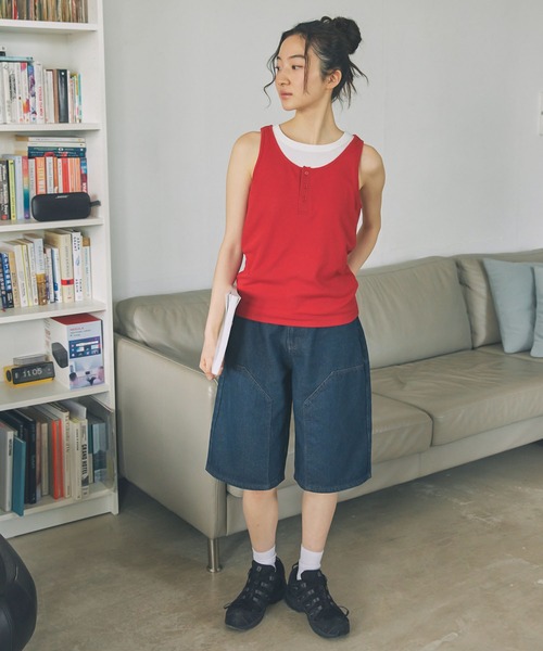 Unblend(アンブレンド)の「【Unblend】ダブルニー デニム ハーフパンツ(デニムパンツ・レディース・ブルー/ブルー系/ブラック・M/S)」の13枚目の写真