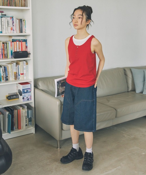 Unblend(アンブレンド)の「【Unblend】ダブルニー デニム ハーフパンツ(デニムパンツ・レディース・ブルー/ブルー系/ブラック・M/S)」の15枚目の写真