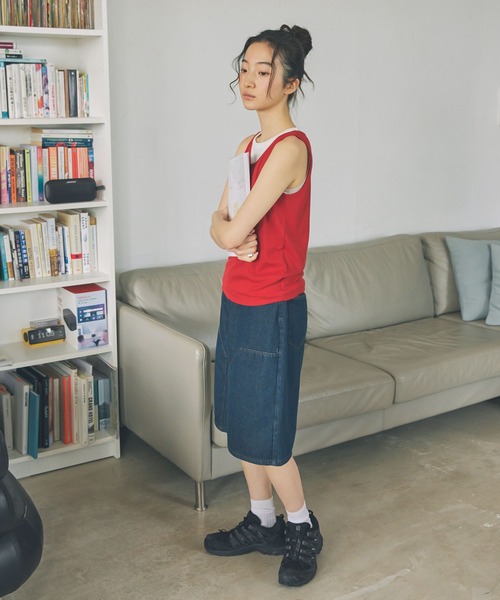 Unblend(アンブレンド)の「【Unblend】ダブルニー デニム ハーフパンツ(デニムパンツ・レディース・ブルー/ブルー系/ブラック・M/S)」の16枚目の写真
